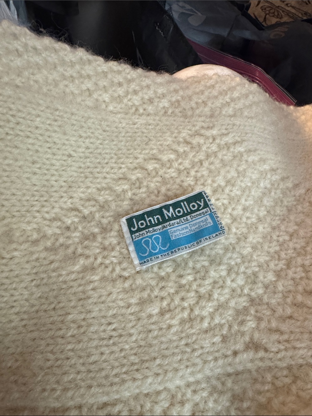 John Molloy Cream Wool Scarf for Men